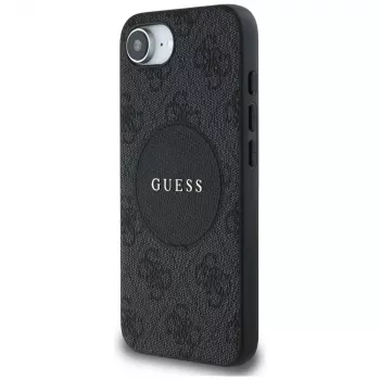 Guess 4G Circle Classic Logo MagSafe Maciņš iPhone 16e - Melns