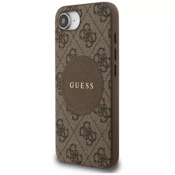 Guess 4G Circle Classic Logo Maciešu futrālis iPhone 16e (Brūns)