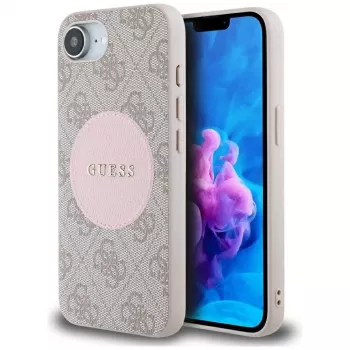 Guess 4G Circle Classic Logo Maciešu MacSafe Maciņš iPhone 16e – Rozā