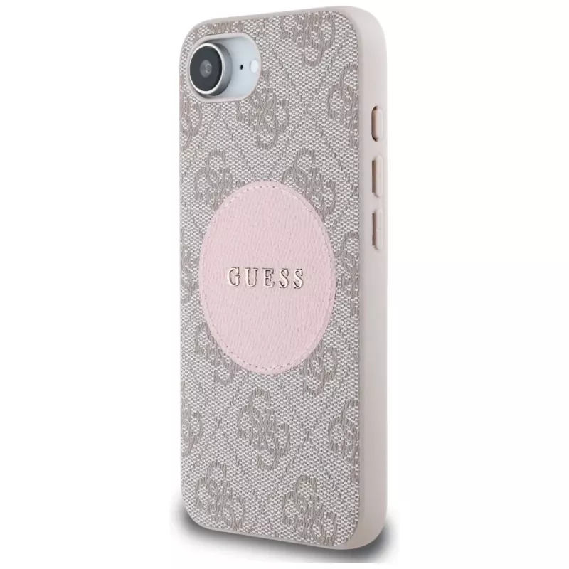 Guess 4G Circle Classic Logo Maciešu MacSafe Maciņš iPhone 16e – Rozā