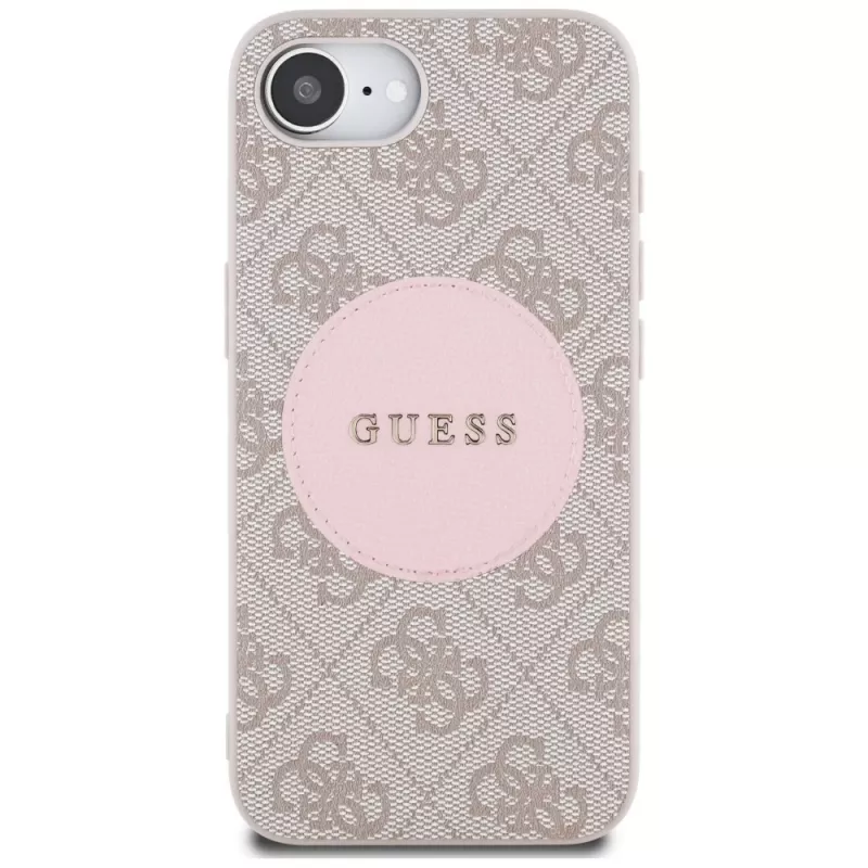 Guess 4G Circle Classic Logo Maciešu MacSafe Maciņš iPhone 16e – Rozā