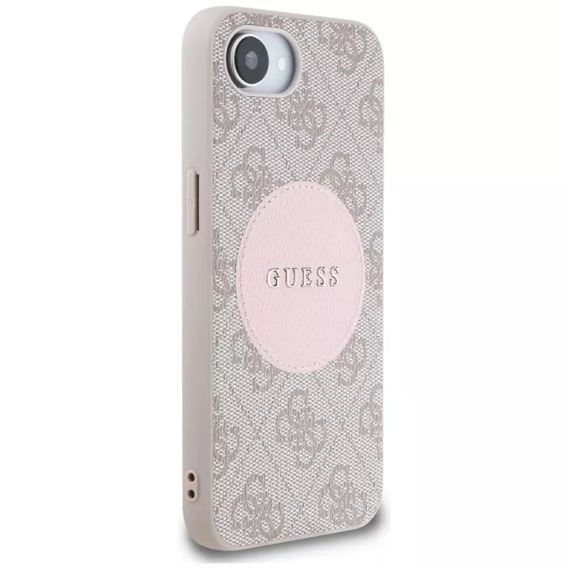 Guess 4G Circle Classic Logo Maciešu MacSafe Maciņš iPhone 16e – Rozā