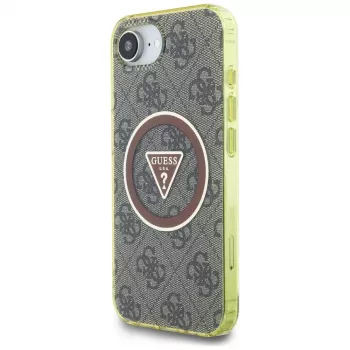 Guess IML Metal Glitter 4G Circle Triangle MagSafe Case Apple iPhone 16e (Brūns)