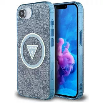 Guess IML Metal Glitter 4G Circle Triangle MagSafe Case iPhone 16e (Zils)
