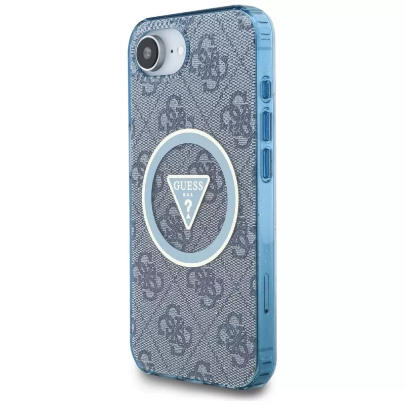 Guess IML Metal Glitter 4G Circle Triangle MagSafe Case iPhone 16e (Zils)