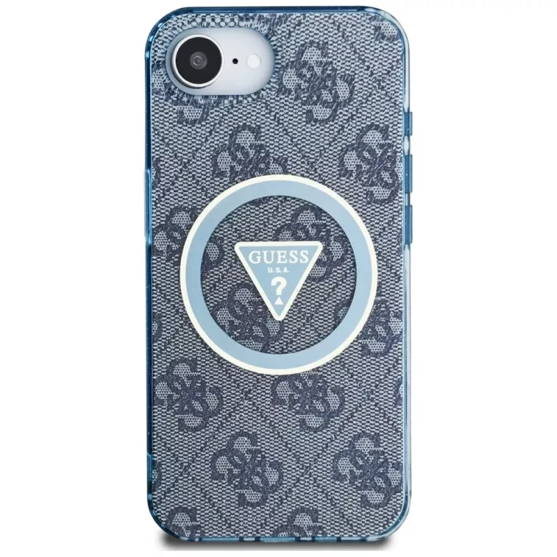 Guess IML Metal Glitter 4G Circle Triangle MagSafe Case iPhone 16e (Zils)