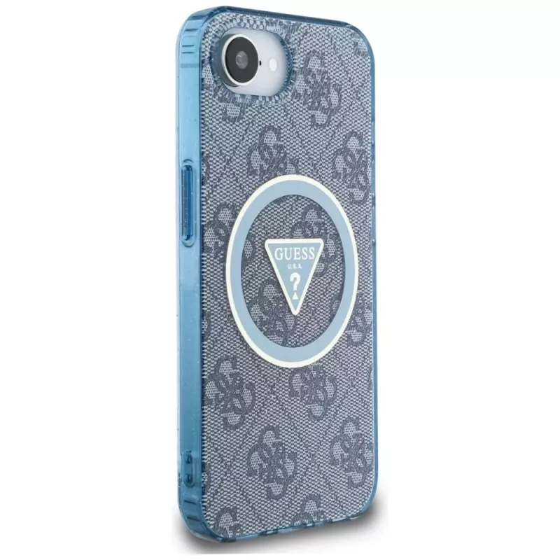 Guess IML Metal Glitter 4G Circle Triangle MagSafe Case iPhone 16e (Zils)
