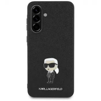 Karl Lagerfeld Fixed Glitter Ikonik Logo Metal Pin Back Cover for Samsung Galaxy A56 5G (Black)