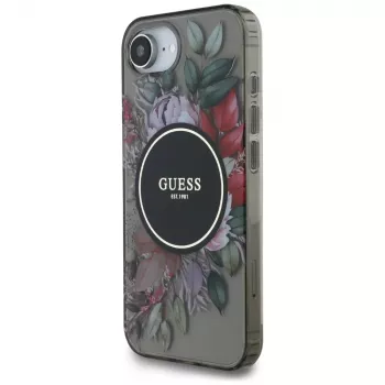 Guess IML Flowers MagSafe Case for iPhone 16e (Melns)
