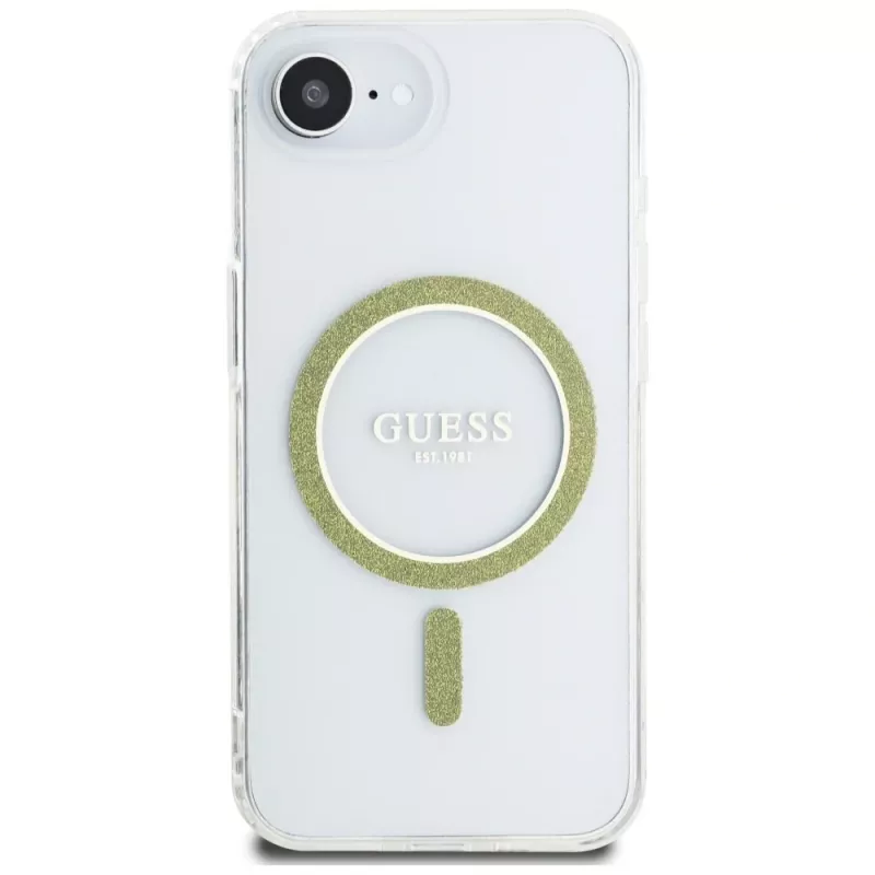 Guess IML Glitter Circle MagSafe Case for iPhone 16e (Caurspīdīgs)