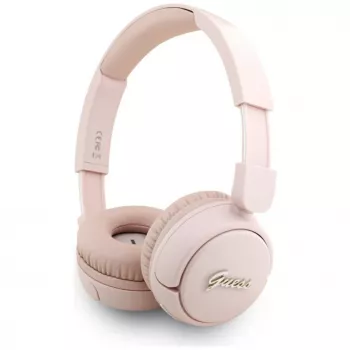 Guess Metal Logo Script Wireless Bluetooth 5.3 On-Ear Headphones (Pink)