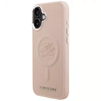Karl Lagerfeld Initial & Metal Logo MacSafe Macītis iPhone 16 Plus Rozā