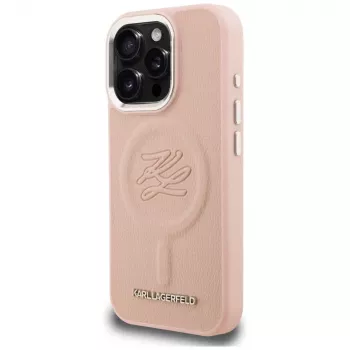 KARL LAGERFELD Initial & Metal Logo Macīgs MacSafe Maciņš iPhone 16 Pro Max Rozā