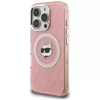 Karl Lagerfeld IML Choupette Head Logo MacSafe Macītis Apple iPhone 16 Pro, Rozā