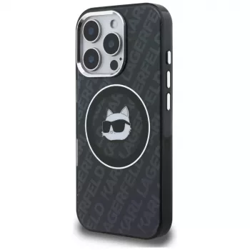 Karl Lagerfeld IML Choupette Head Logo Macīgais Macītis iPhone 16 Pro, Melns