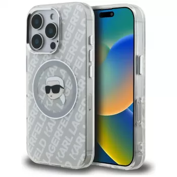 KARL LAGERFELD IML Karl Head Logo MagSafe Macītis Apple iPhone 16 Pro Max - Pelēks