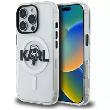 KARL LAGERFELD IML Karl Sketch Logo MagSafe Case for Apple iPhone 16 Pro, Caurspīdīgs