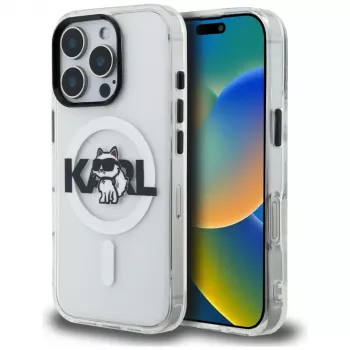 KARL LAGERFELD IML Choupette Sketch Logo Macīgais Macītis iPhone 16 Pro Max, Caurspīdīgs