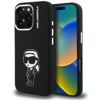 KARL LAGERFELD Silicone Karl Sketch MagSafe Case Apple iPhone 16 Pro Max, Black