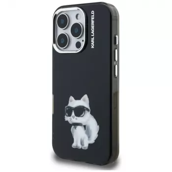 Karl Lagerfeld IML Aquarelle Choupette & Logo Back Cover for Apple iPhone 16 Pro, Black