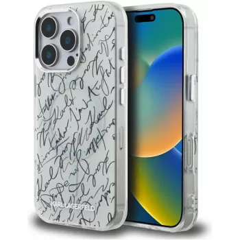 KARL LAGERFELD IML Karl ScriptPattern MacSafe Macītis Apple iPhone 16 Pro Max - Balts