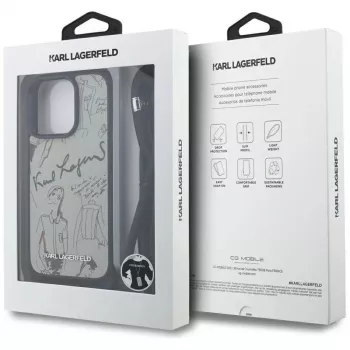 Karl Lagerfeld Crossbody Case ar graudainu rakstu un logotipu iPhone 16 Pro Max, Pelēks