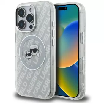 KARL LAGERFELD IML Glitter Karl & Choupette Heads Logo Macīgais Macītis iPhone 16 Pro Grey