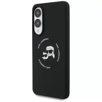 KARL LAGERFELD Silicone Double Heads and Circle MagSafe Case for Samsung Galaxy S25 Edge, Black