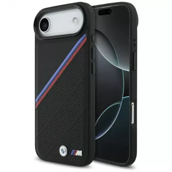 BMW M Tricolor Metal Logo MagSafe apvalks Apple iPhone Air, melns