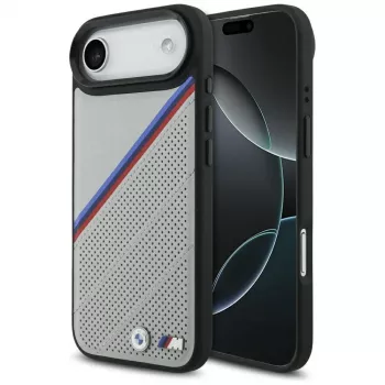 BMW M Tricolor Metal Logo MagSafe vāciņš Apple iPhone Air, pelēks