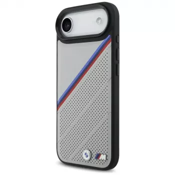 BMW M Tricolor Metal Logo MagSafe vāciņš Apple iPhone Air, pelēks