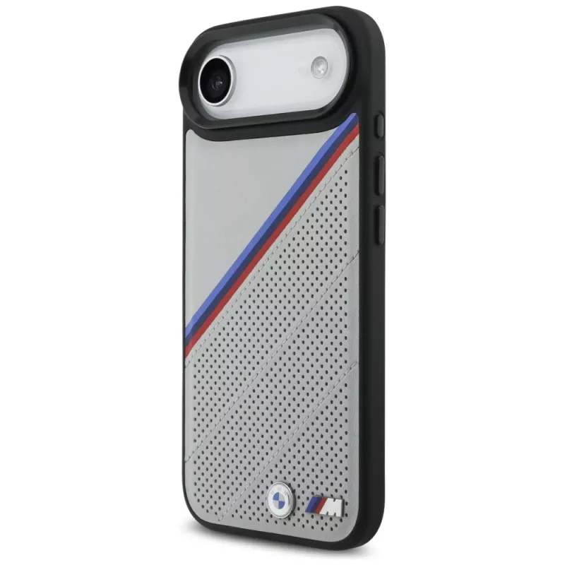 BMW M Tricolor Metal Logo MagSafe vāciņš Apple iPhone Air, pelēks
