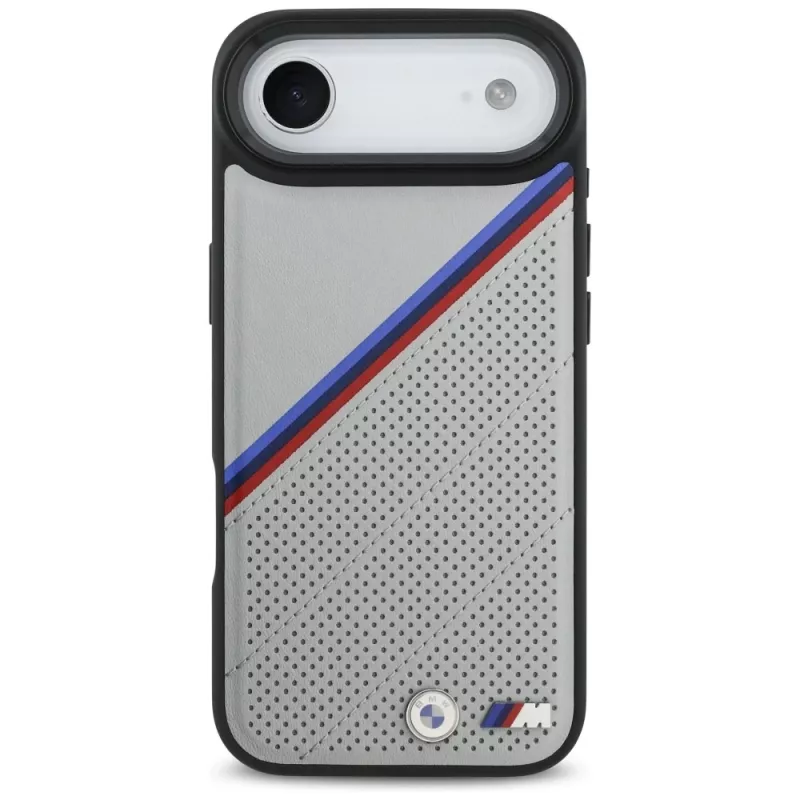 BMW M Tricolor Metal Logo MagSafe vāciņš Apple iPhone Air, pelēks