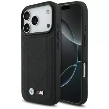 BMW M Quilted Logo MagSafe apvalks Apple iPhone 17 Pro, melns