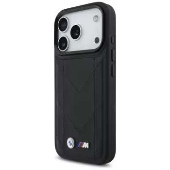 BMW M Quilted Logo MagSafe apvalks Apple iPhone 17 Pro, melns
