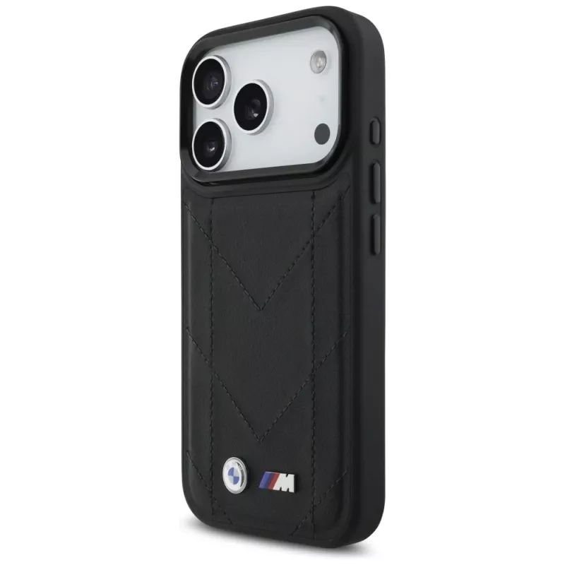 BMW M Quilted Logo MagSafe apvalks Apple iPhone 17 Pro, melns