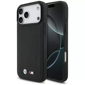 BMW M Quilted Logo MagSafe apvalks Apple iPhone 17 Pro Max, melns