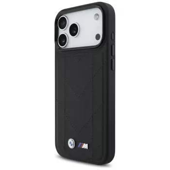 BMW M Quilted Logo MagSafe apvalks Apple iPhone 17 Pro Max, melns