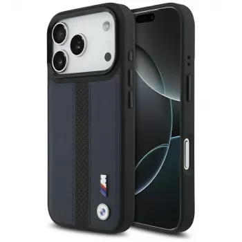 BMW M Perforated Stripe Logo MagSafe vāciņš Apple iPhone 17 Pro, Navy Blue