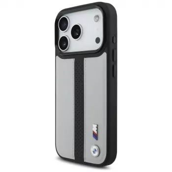 BMW M Perforated Stripe Logo MagSafe apvalks Apple iPhone 17 Pro, pelēks