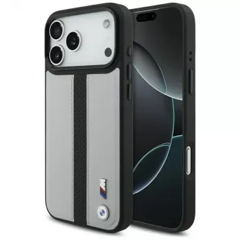 BMW M Perforated Stripe Logo Macīgais Maciņš iPhone 17 Pro Max Grey