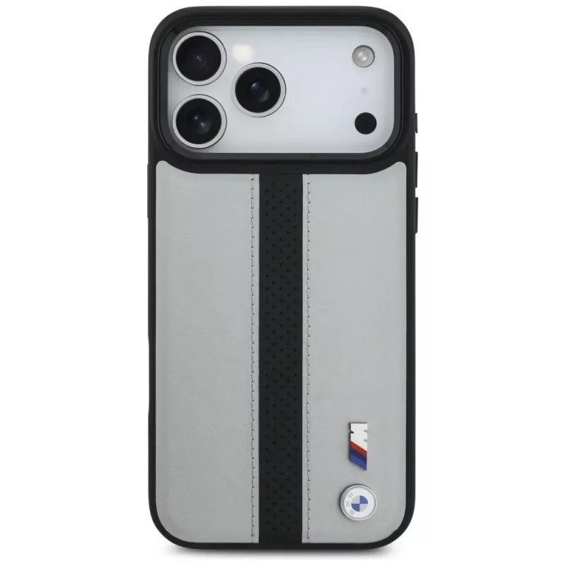 BMW M Perforated Stripe Logo Macīgais Maciņš iPhone 17 Pro Max Grey