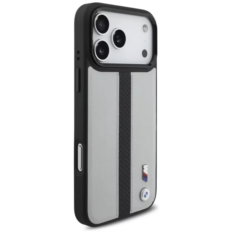 BMW M Perforated Stripe Logo Macīgais Maciņš iPhone 17 Pro Max Grey