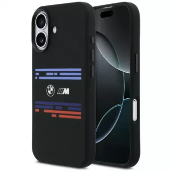 BMW M Silicon Horizontal Line MagSafe apvalks Apple iPhone 17, melns