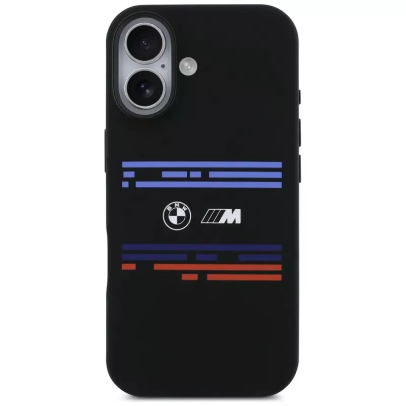 BMW M Silicon Horizontal Line MagSafe apvalks Apple iPhone 17, melns