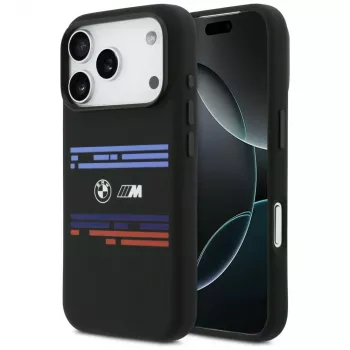 BMW M Silicon Horizontal Line MagSafe apvalks Apple iPhone 17 Pro, melns