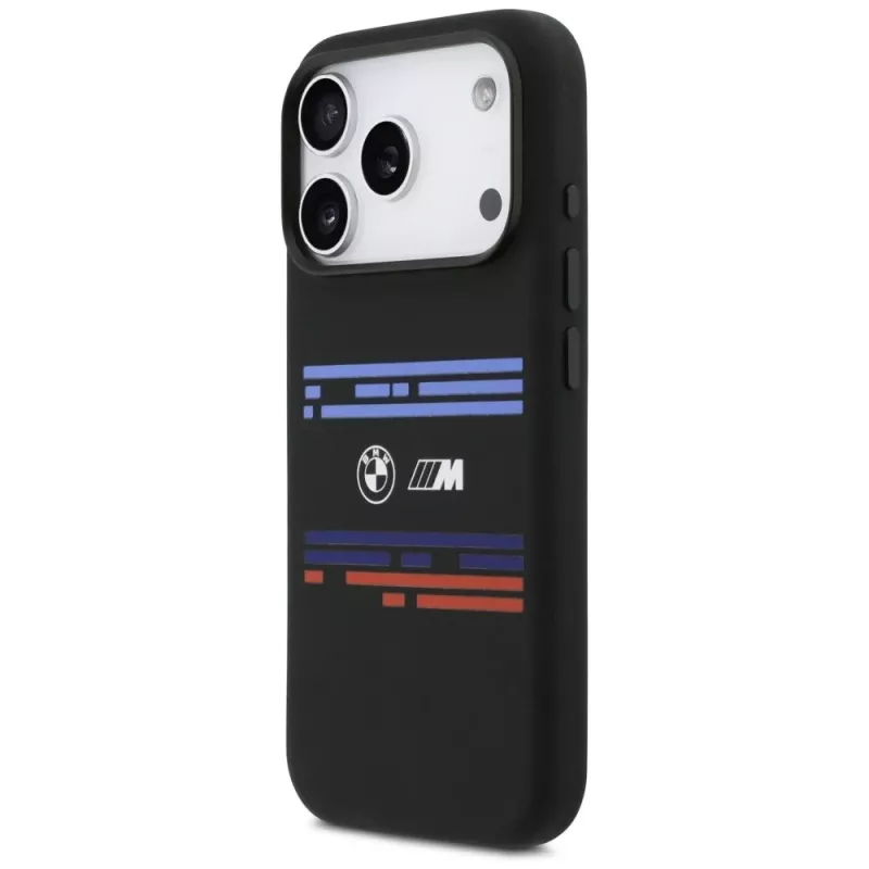 BMW M Silicon Horizontal Line MagSafe apvalks Apple iPhone 17 Pro, melns
