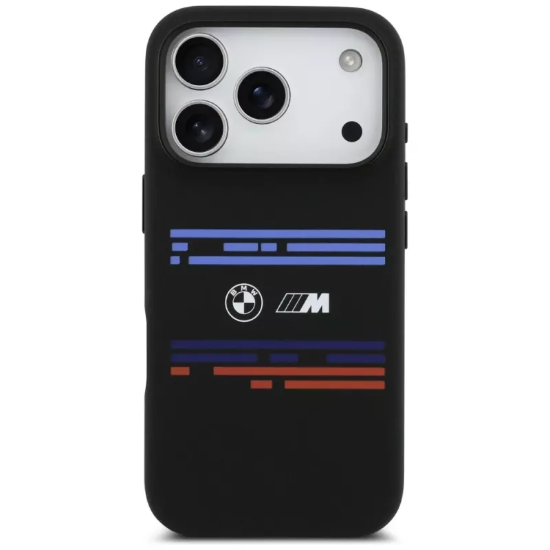 BMW M Silicon Horizontal Line MagSafe apvalks Apple iPhone 17 Pro, melns