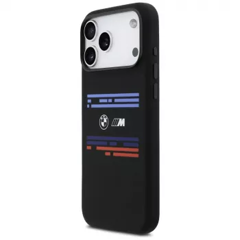 BMW M Silicon Horizontal Line MagSafe vāciņš Apple iPhone 17 Pro Max, melns