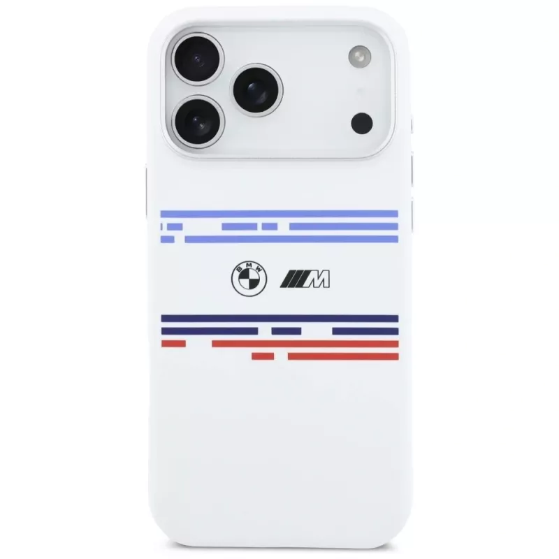 BMW M Silicon Horizontal Line MagSafe Case for iPhone 17 Pro Max White